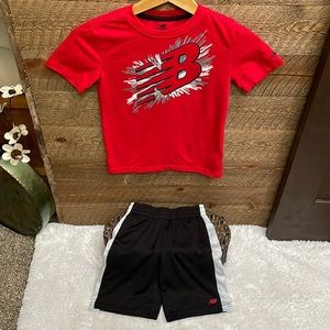 New Balance Boys’ T-Shirt & Shorts Coordinating Set Red & Black Size 10